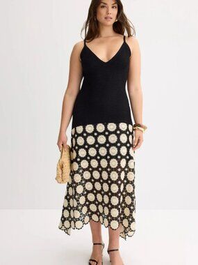 Jason Wu Drop Waist Crochet Midi Dress Size XL MSRP $575